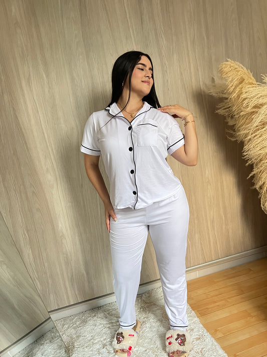 PIJAMA AMERICANA PANTALON - BLANCO