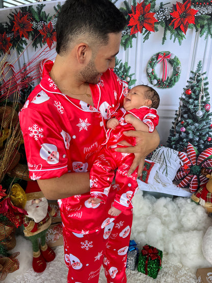 PIJAMA SATIN PANTALON Y CAMISA MANGA CORTA CABALLERO - PAPA NOEL